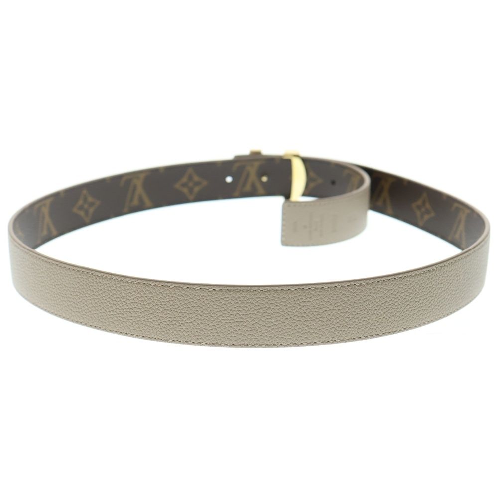 LOUIS VUITTON ルイヴィトン ベルト LVロゴバックル イニシャル 30 MM リバーシブル モノグラム レザー ゴールド金具 ベージュ ブラウン M 0696 V