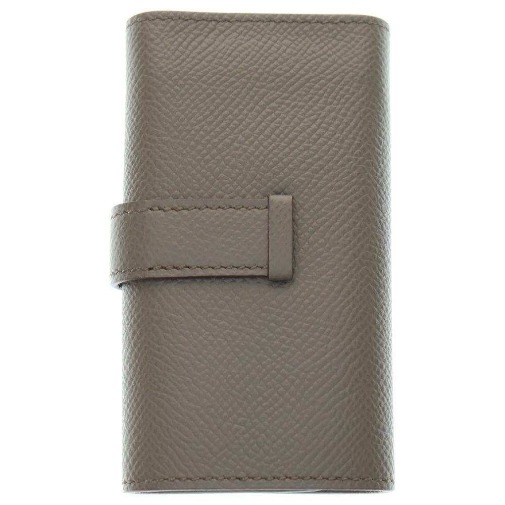 HERMES エルメス ベアン Hロゴ エプソン レザー エタン 4連 キーケース シルバー金具 ベージュ