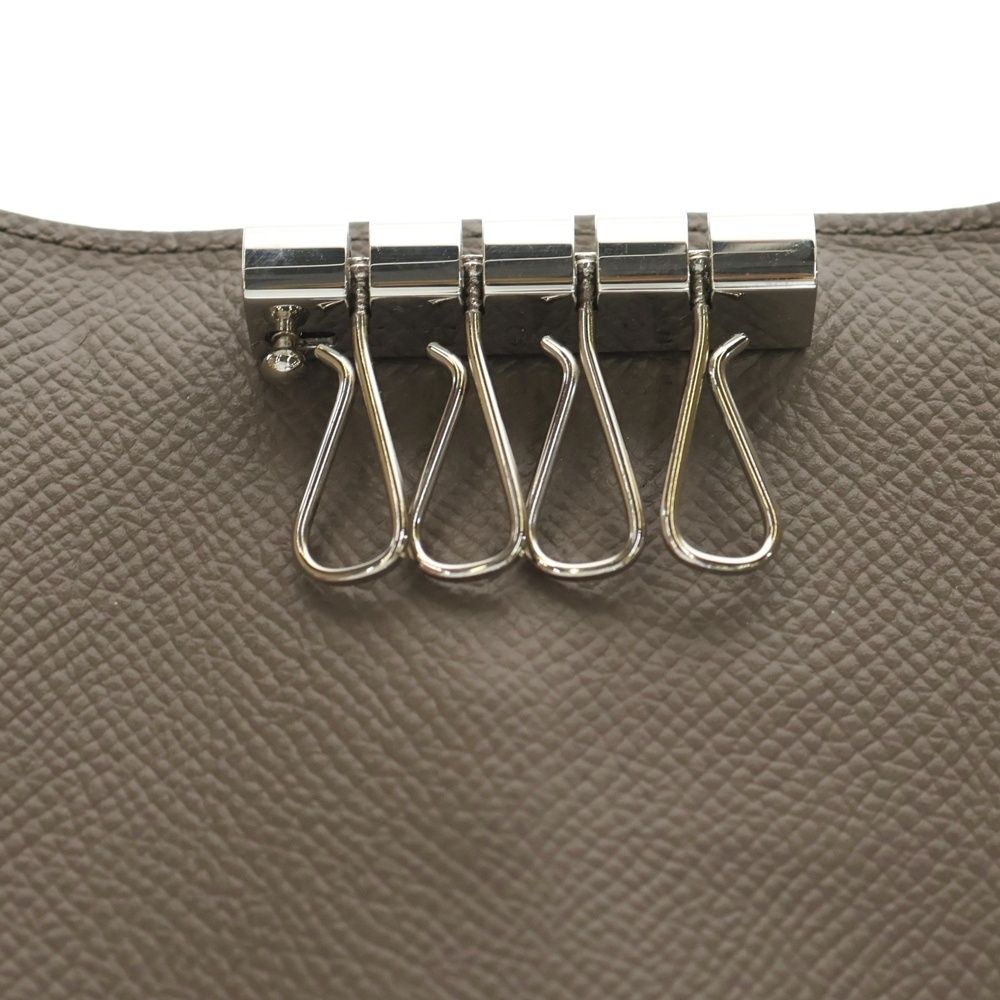  HERMES エルメス ベアン Hロゴ エプソン レザー エタン 4連 キーケース シルバー金具 ベージュ キーケース 小物