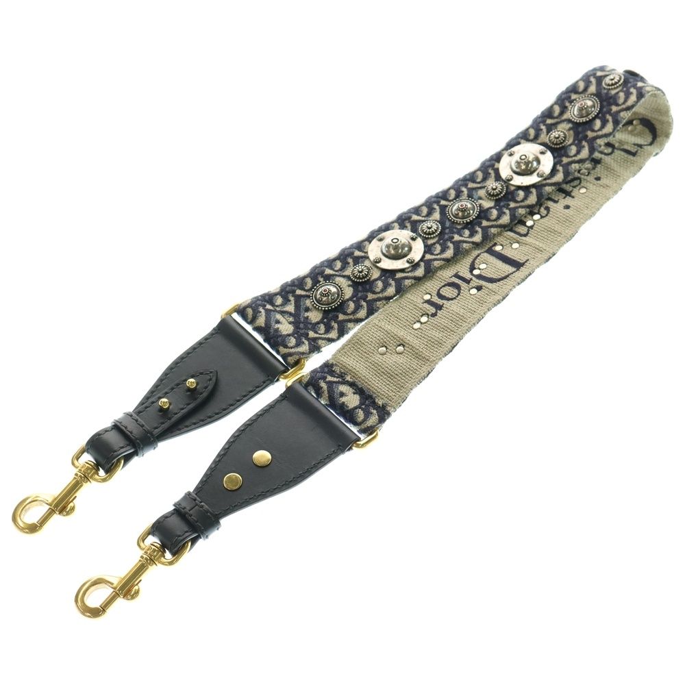 Christian Dior クリスチャンディオール オブリーク ショルダーストラップ ネイビー キャンバス ゴールド金具