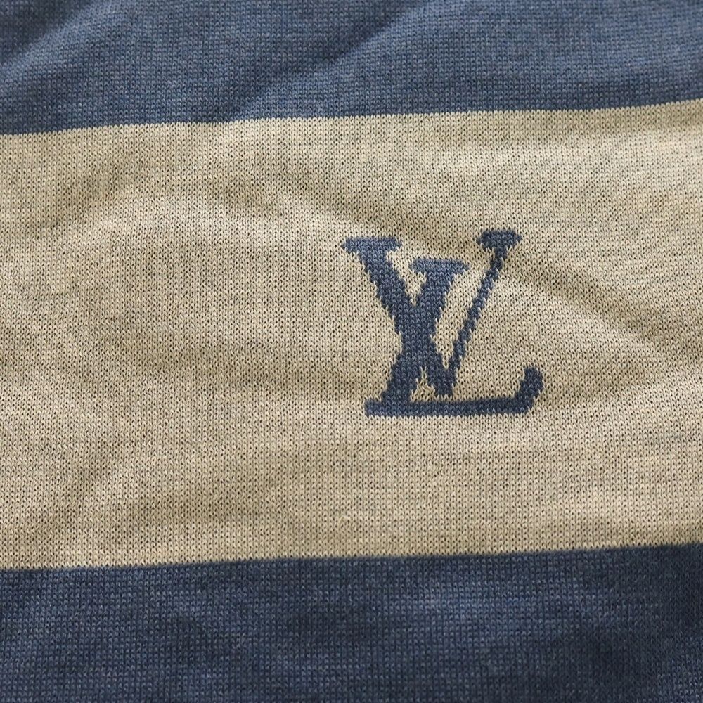 LOUIS VUITTON ルイヴィトン ロゴマフラー ストール グレー×ブルー