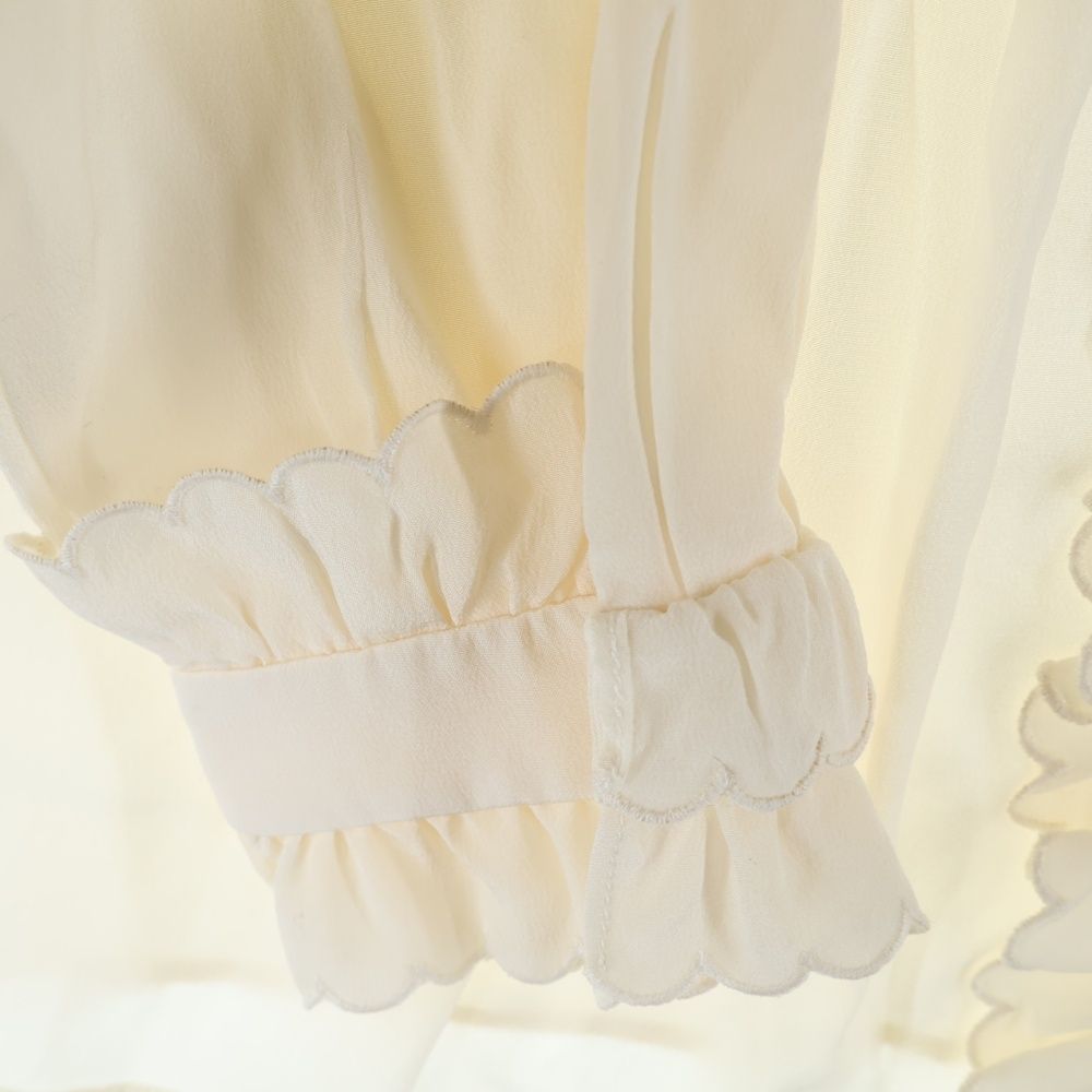 miumiu (ミュウミュウ) 20SS パールボタン リボン シルク フリル 長袖