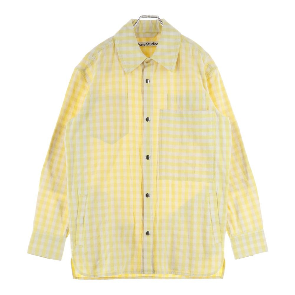 Acne Studios アクネ ストゥディオズ コットンウールロングスリーブ長袖チェックシャツ ジャケット FN-MN-OUTW000624 イエロー