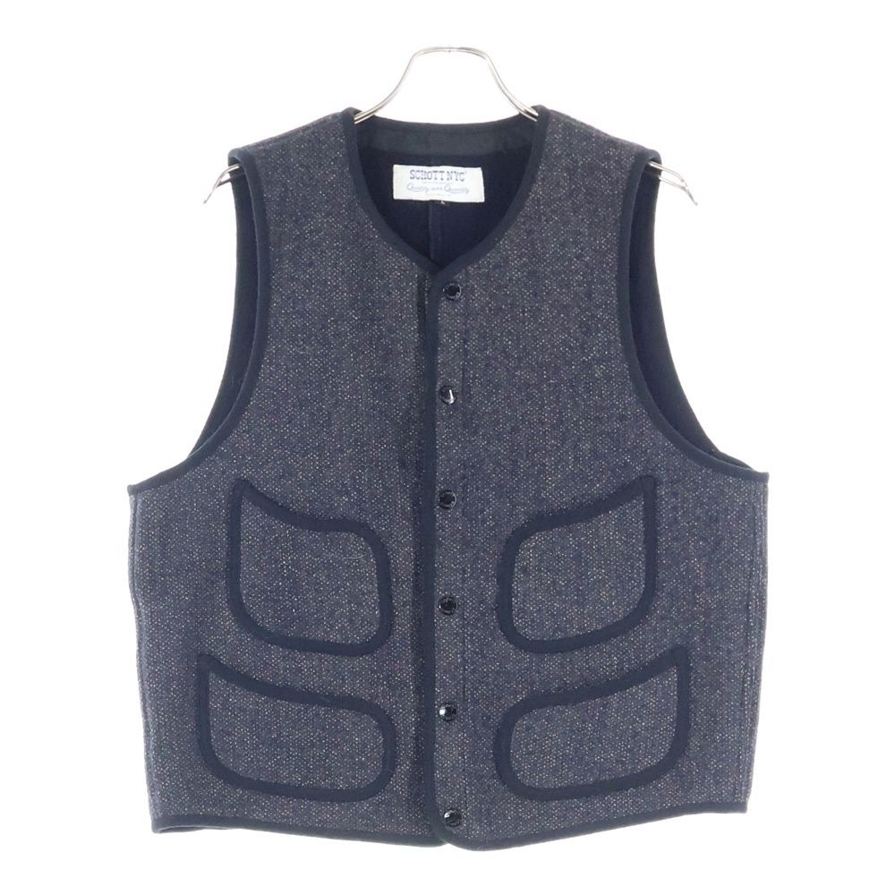 SCHOTT ショット BEACH CLOTH VEST ビーチクロス ウールニットベスト ブラック 782-4257001