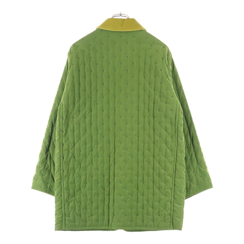 HERMES エルメス Paddock Coat パドック コート ベロア ベルベット キルティング 中綿 スナップボタン ジャケット グリーン