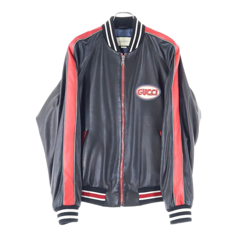 GUCCI グッチ ロゴパッチヴァーシティレザージャケット ブラック 523526 XG649