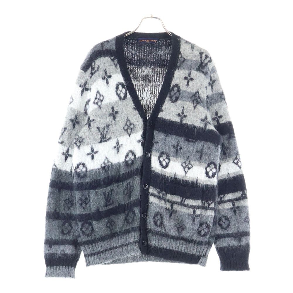 LOUIS VUITTON ルイヴィトン 24SS モノグラムモヘアカーディガン グレー ブラック RM241MQ NE5 HQN46W