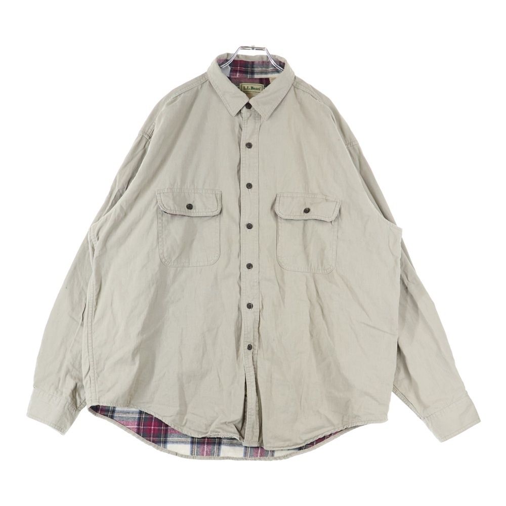 L.L.Bean エルエルビーン 70S-80S VINTAGE ヴィンテージ 裏地フランネル シャツ ジャケット ベージュ A038