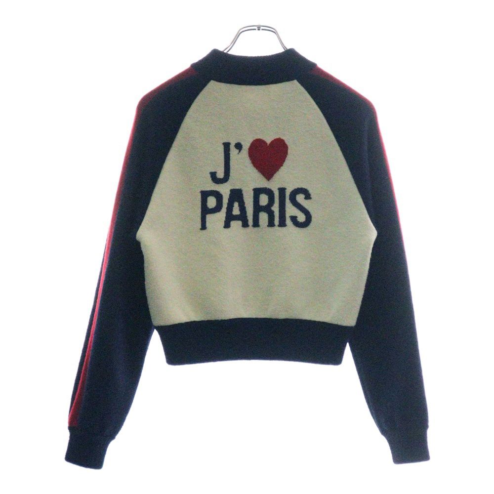 Christian Dior クリスチャンディオール JA DIOR ジャディオール ラブ バックジャガード ウールニット ジップアップ ジャケット ブルゾン ネイビー ホワイト レディース 144V50AM350