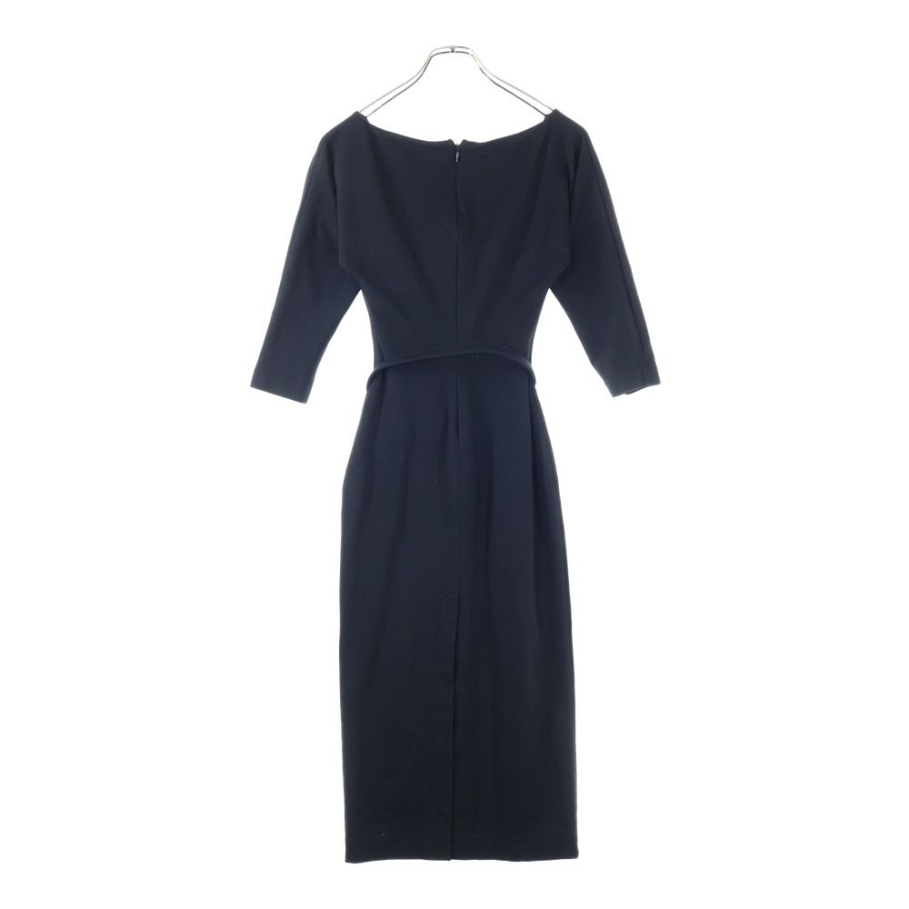 フェンディ ワンピース ロング丈 7分袖 40 黒 FDB707AIDE FENDI (フェンディ) FFロゴバックル ベルト Vネック ウールニット