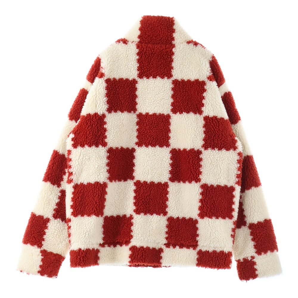 LOUIS VUITTON ルイヴィトン 22AW ×NIGO Damier Fleece Jacket ニゴ ダミエ ボアフリースジャケット レッド ホワイト RM221M I03 HMY04W
