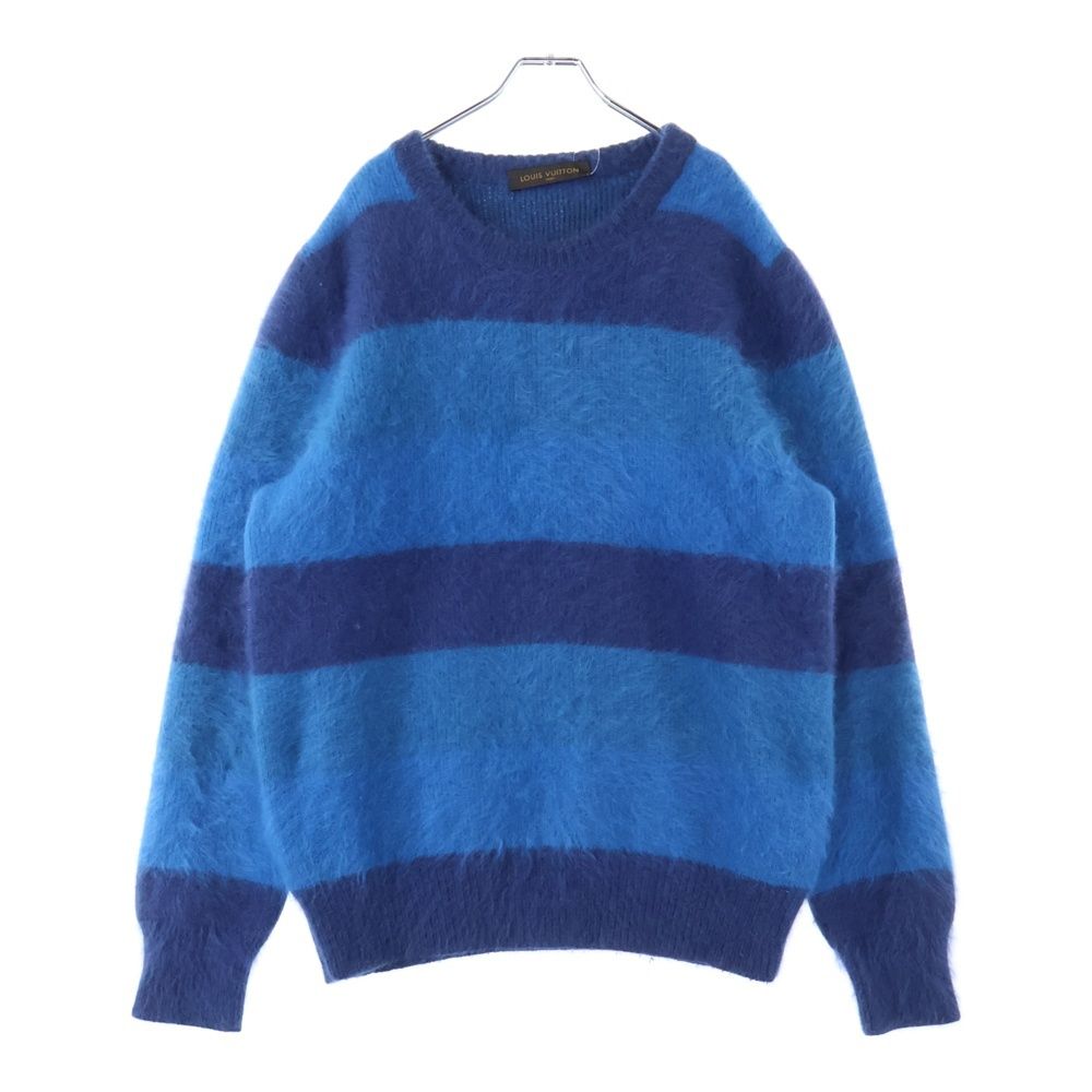 LOUIS VUITTON ルイヴィトン 14AW アンゴラ混 ボーダーニットセーター ブルー RM142 H6N69WF62