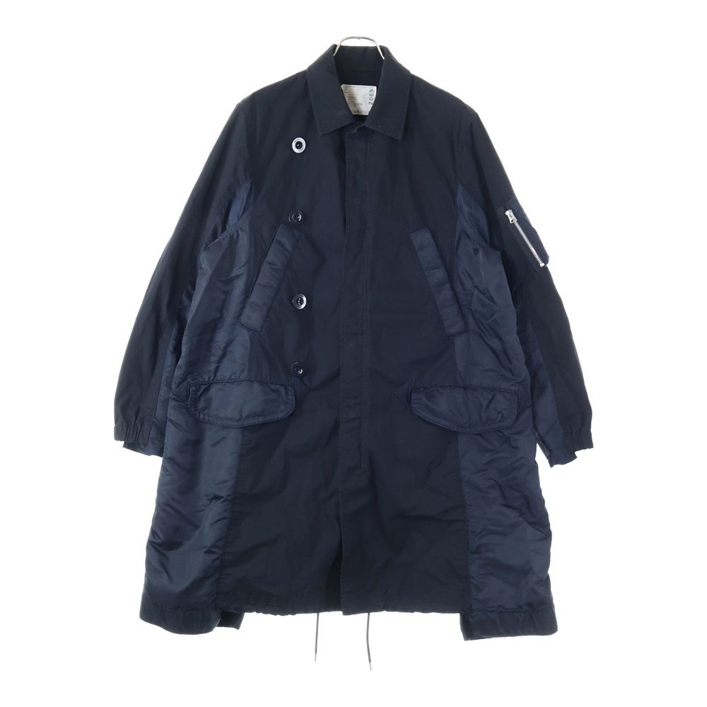 Sacai サカイ 19AW ミリタリージャケット ドッキング オックスフォード コート ブラック 19-02069M