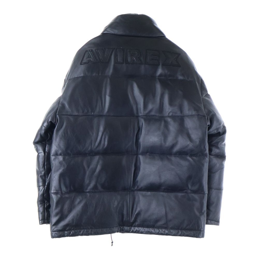 AVIREX アヴィレックス ロゴエンブロイダリー ラムレザー ジップアップジャケット ブラック 6161031