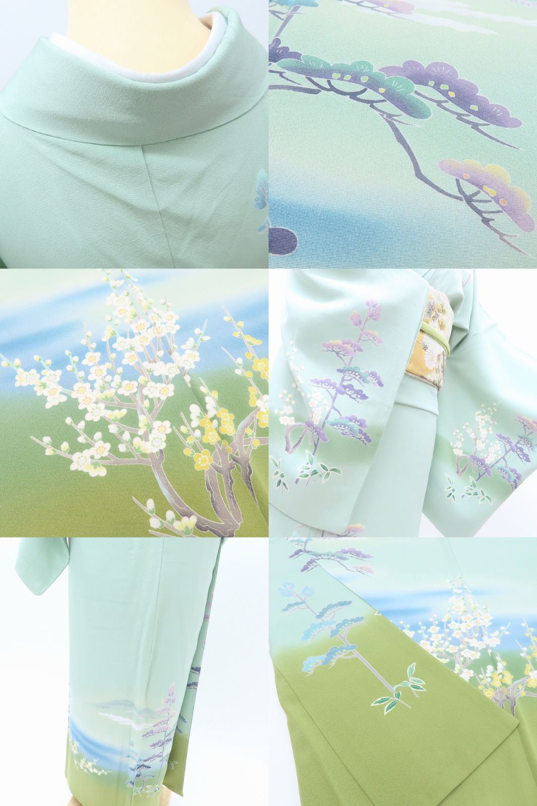 百華❀Y3972◇正絹 作家物落款 峰山 手縫い仕立て 松竹梅 訪問着 着物