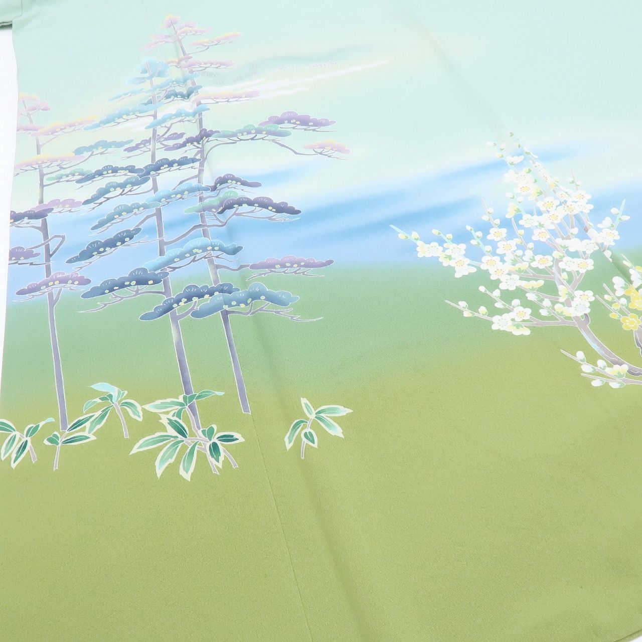 百華❀Y3972◇正絹 作家物落款 峰山 手縫い仕立て 松竹梅 訪問着 着物