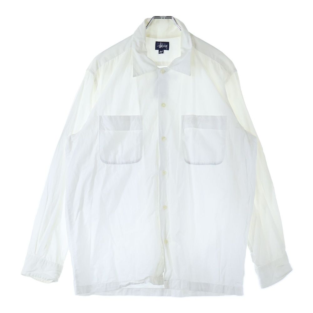 STUSSY ステューシー 90S VINTAGE OLD ヴィンテージ ロゴ刺繍コットン 長袖シャツ ホワイト