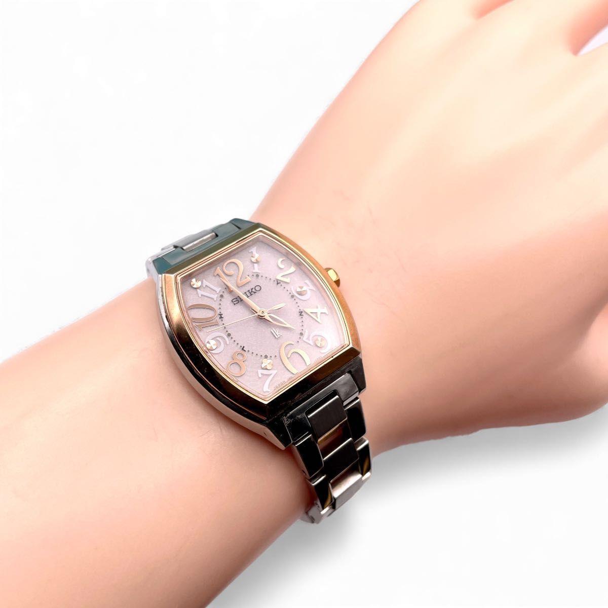 SEIKO セイコー LUKIA ルキア 3 B 51-0 AE 0 電波ソーラー レディース腕時計 ピンク シルバー コンビ デイト 5368-54-15