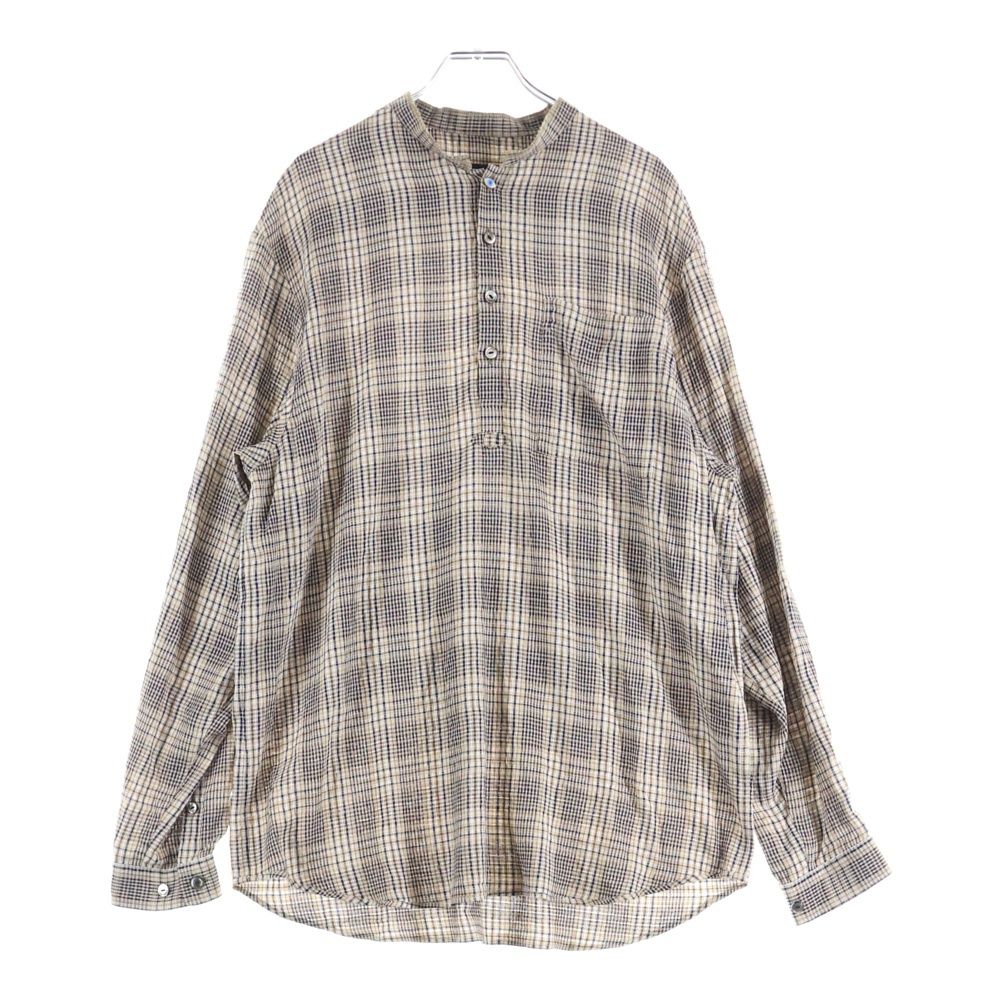アンダーカバー 25 AW レーヨンプルオーバーチェックシャツ ブラウン -3