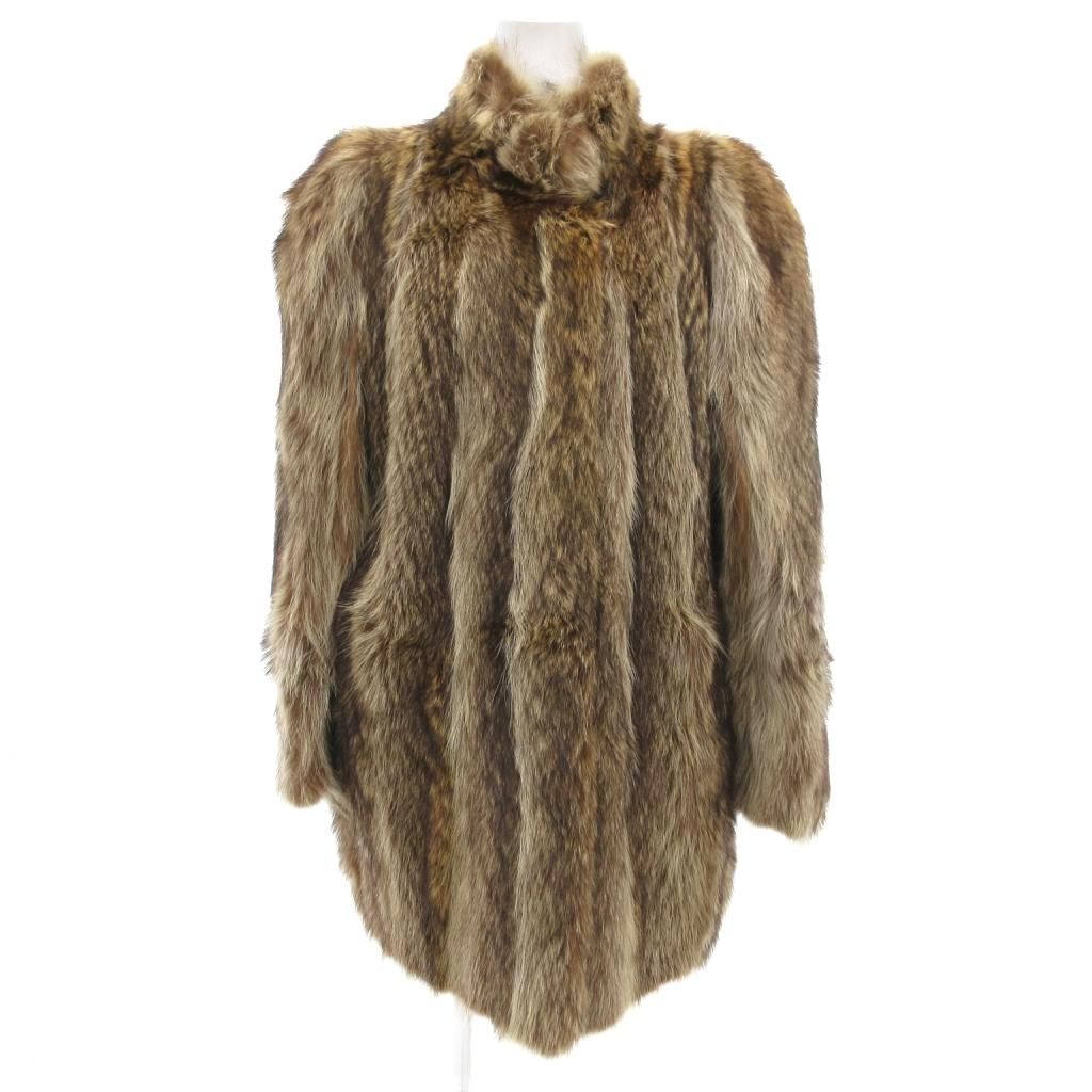 EMBA エンバ ファーコート 毛皮 ラクーン ミドル ハーフ丈 茶 ブラウン UO GY18