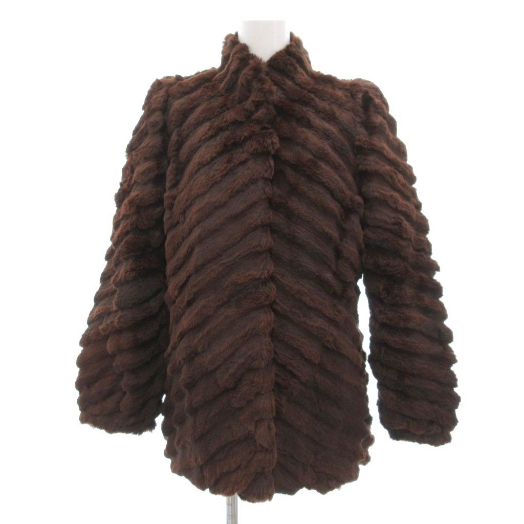ファーコート 毛皮 シェアードミンク ショート丈 9 茶 ブラウン UO GY18