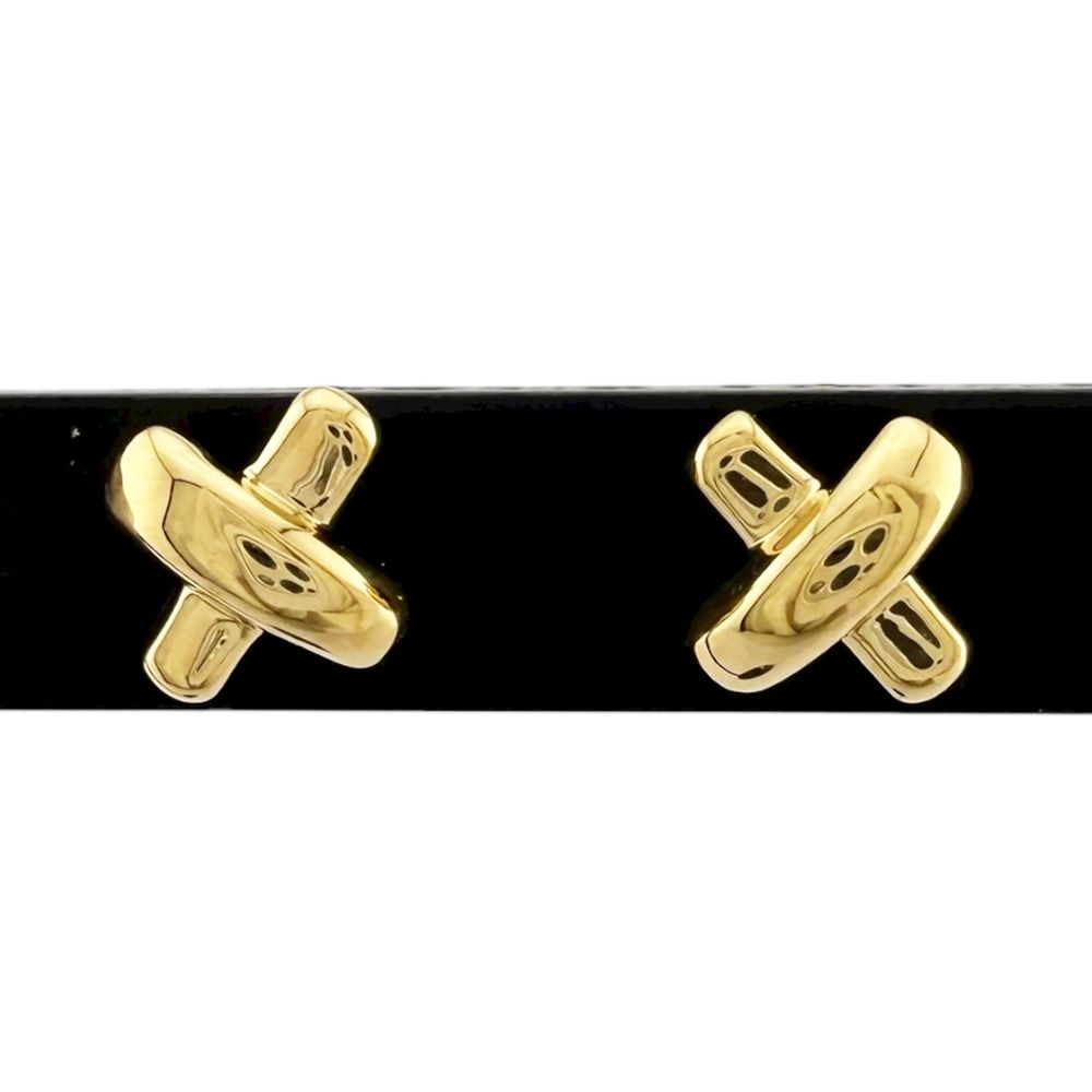 ティファニー クロスステッチ ピアス 18金 K18イエローゴールド