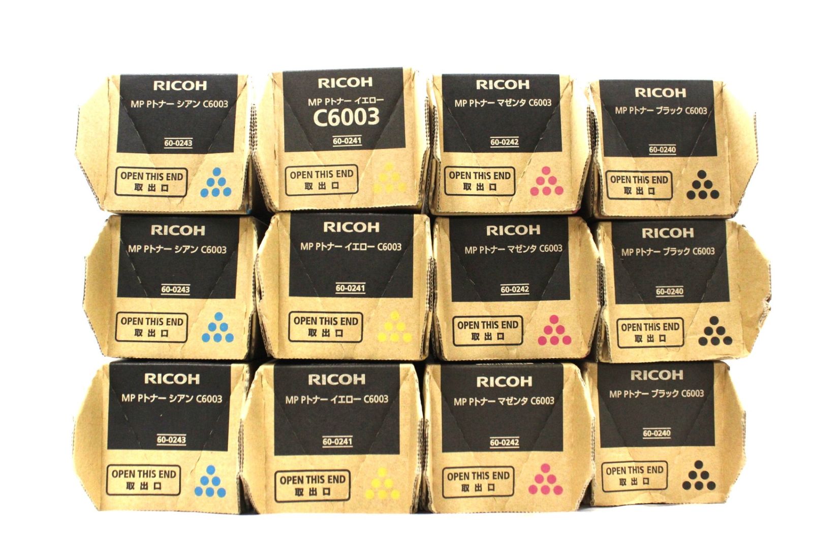 RICOH 純正 トナー C6003 4色12本 シアン マゼンタ イエロー ブラック×各3 リコー ITC6GJBUCT89-L20-byebye