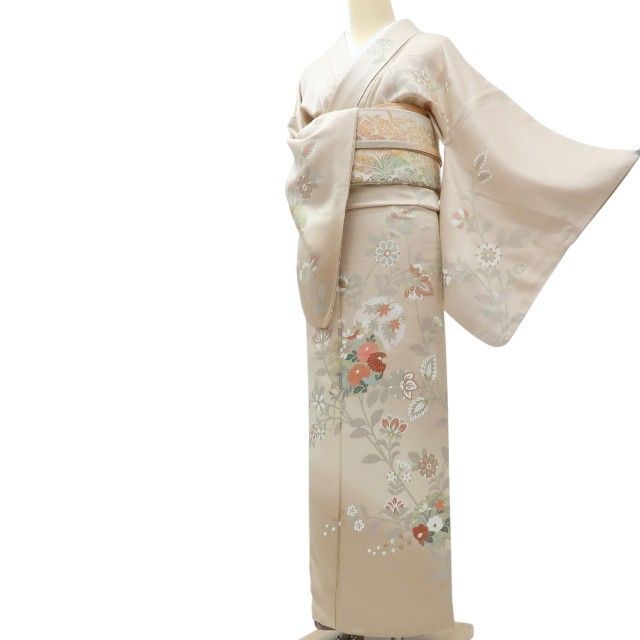百華❀Y3975◇美品 正絹 雪輪 唐花 菊 椿 手縫い仕立て 訪問着 着物