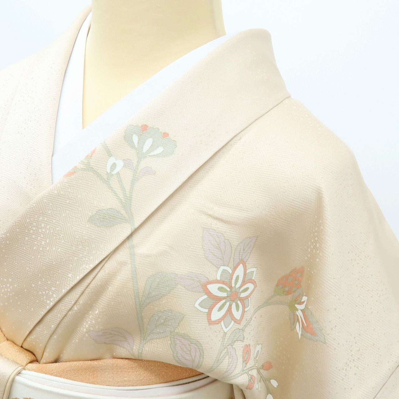 百華❀Y3975◇美品 正絹 雪輪 唐花 菊 椿 手縫い仕立て 訪問着 着物