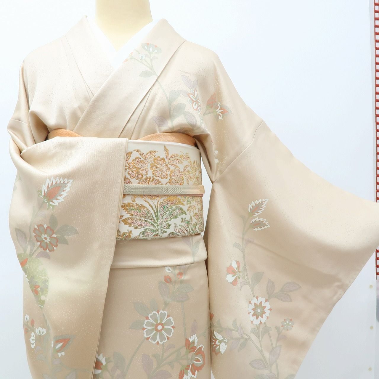 百華❀Y3975◇美品 正絹 雪輪 唐花 菊 椿 手縫い仕立て 訪問着 着物