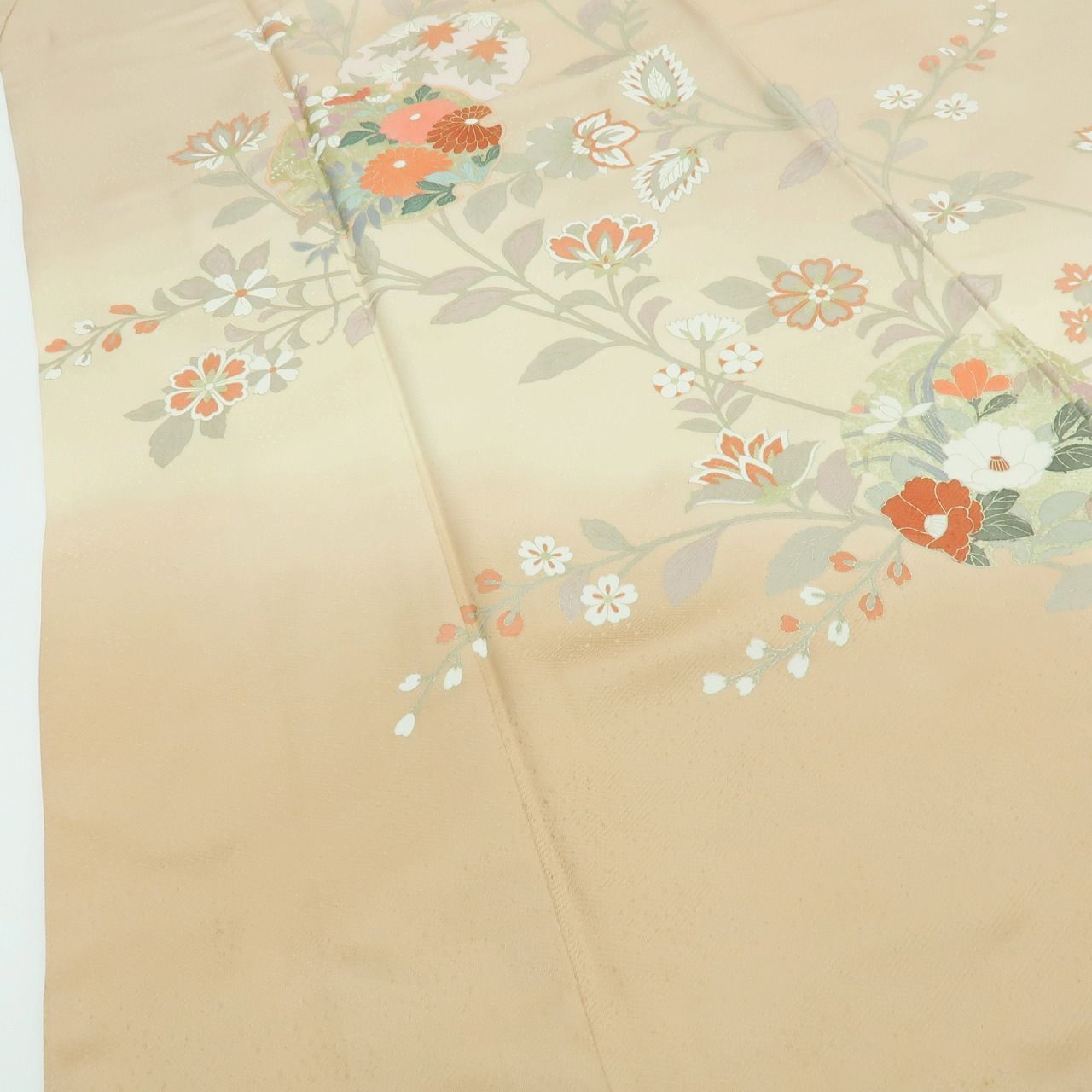 百華❀Y3975◇美品 正絹 雪輪 唐花 菊 椿 手縫い仕立て 訪問着 着物