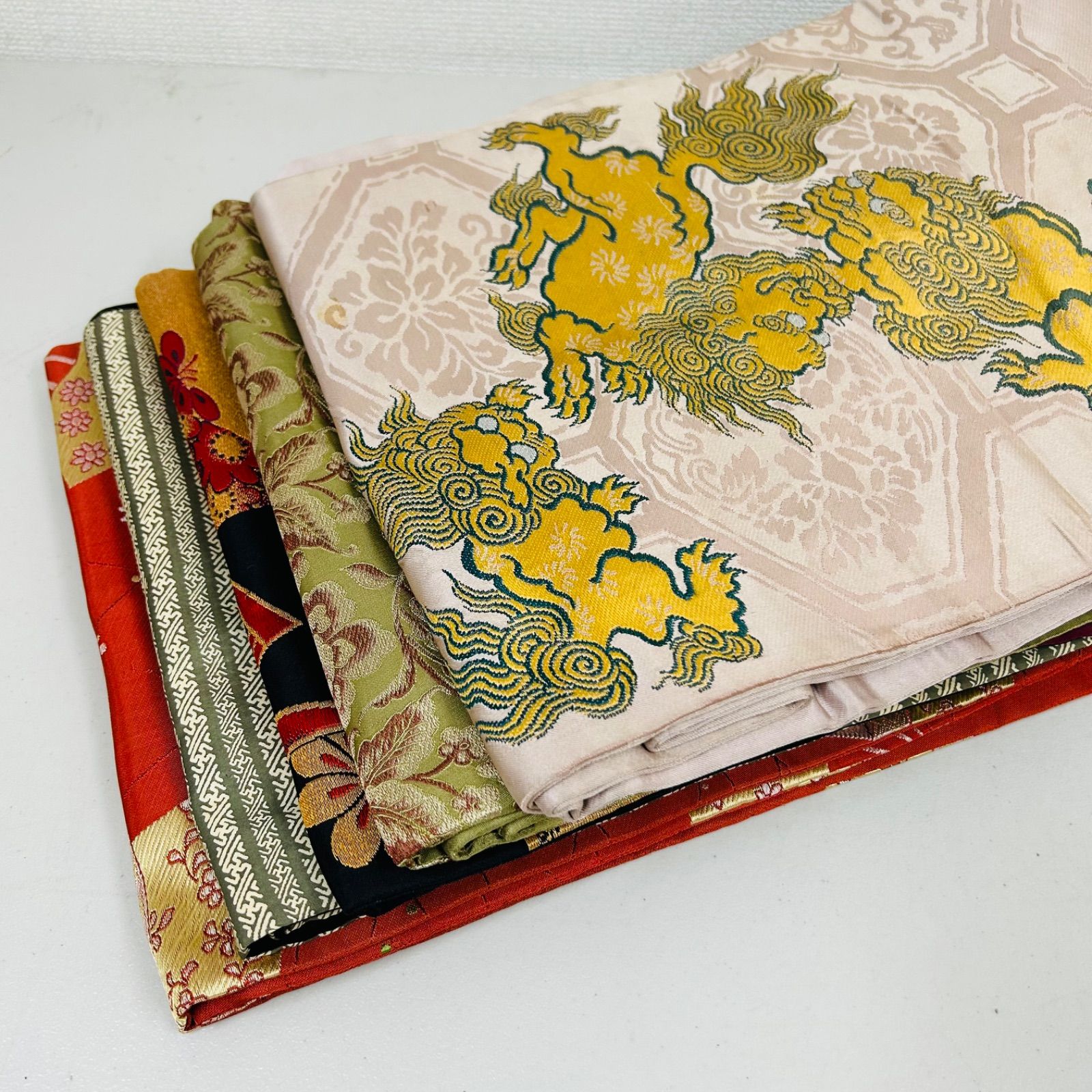 1500★正絹 丸帯 アンティーク 5本セット おまとめ リメイク素材 アンティーク 帯 正絹 5本 帯まとめ売り リメイク材料 m-437 - メルカリ