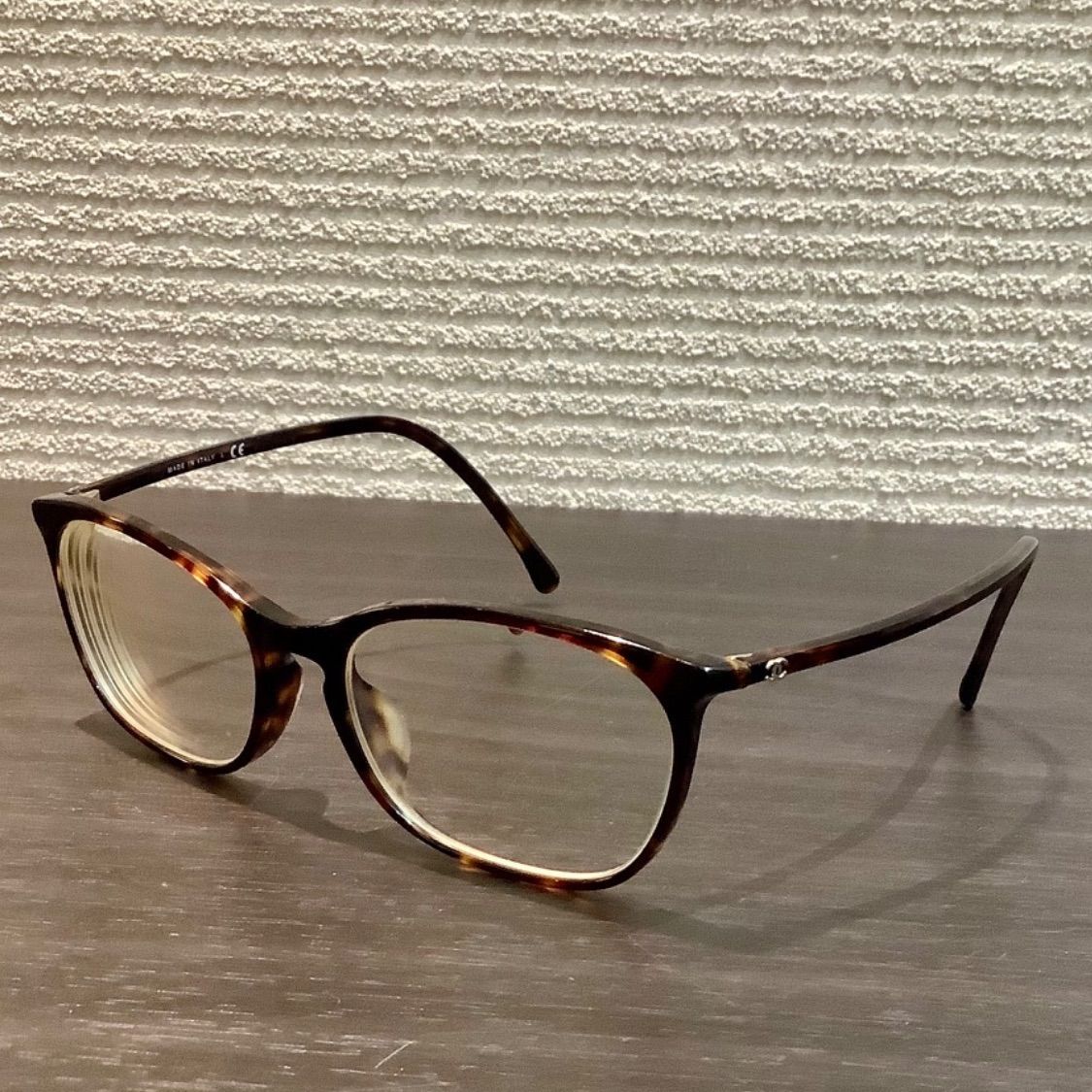 シャネル CHANEL ココマーク べっ甲柄 マーブル 眼鏡 メガネ フレーム 茶 ブラウン 度入り 3281-A B11 045 T2