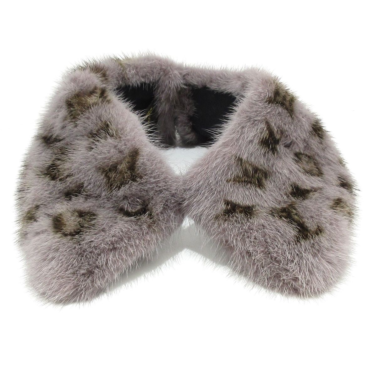 LOUIS VUITTON ルイヴィトン 小物 - グレー×ダークブラウン×黒 つけ襟 シルク レザー ミンク