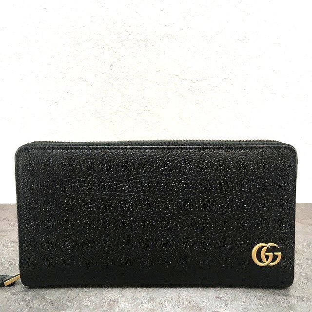 521 み GUCCI ジップウォレット 428736 ブラック プチマーモント プレゼントにも