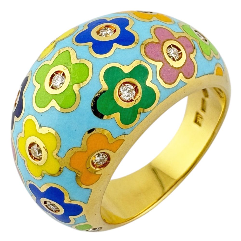 ポンテヴェキオ エナメルフィッシュ リング 指輪 14号 18金 K18