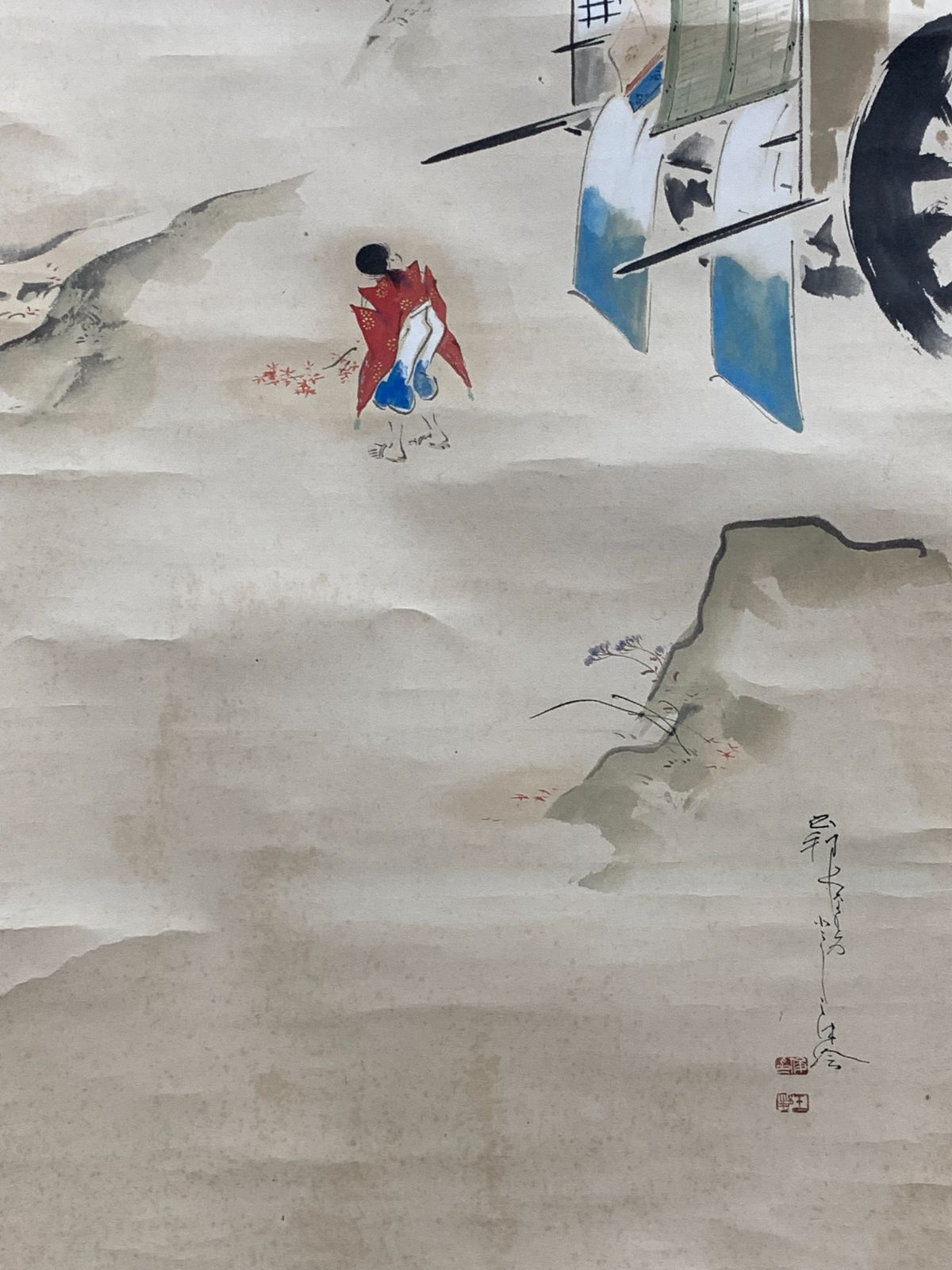 掛け軸】122 丹羽玉邦「紅葉狩之図」橋本雅邦師事 尾張藩士家系の日本