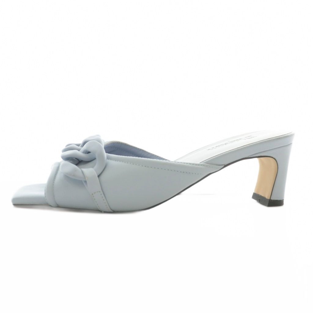 最短翌日お届け。 ダイアグラム Diagram 23SS チェーンヒールサンダル ミュール レザー オープントゥ スクエア 36 23cm 青 ブルー XZ GY19 最安値で販売します。