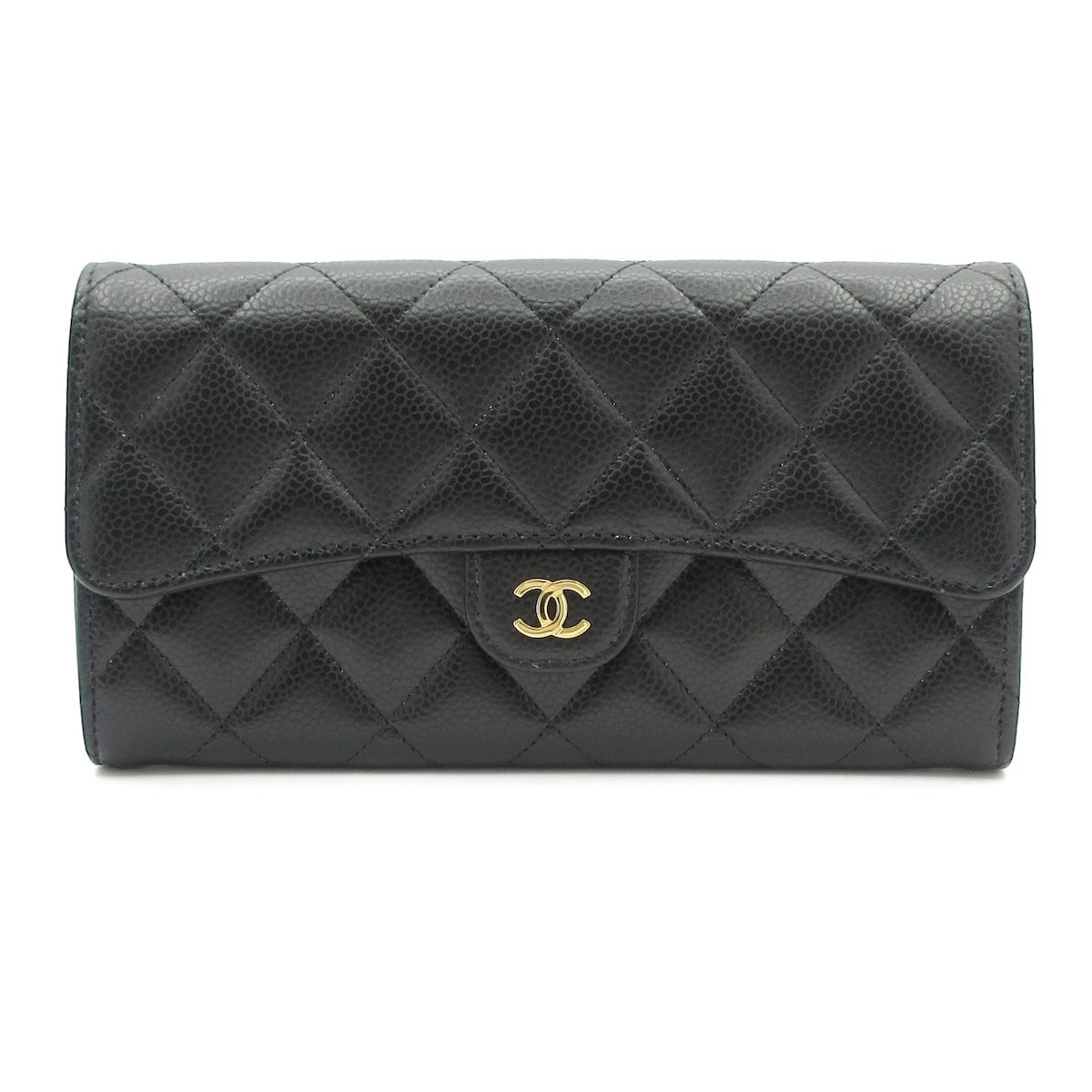 CHANEL シャネル 長財布 マトラッセ AP0241 Y01864 C3906 黒 ゴールド金具
