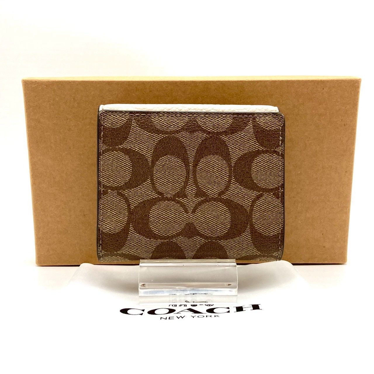 コーチ 二つ折り財布 折り財布 レザー ホワイト ブラウン 71113