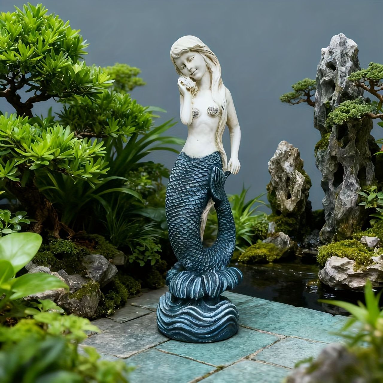 置物 オブジェ ガーデンオーナメント 人魚 マーメイド 屋外 屋内 室内 感 インテリア 玄関 リビング ダイニング 装飾 庭 ガーデニング ガーデン ギフト インテリア用品 贈り物 雑貨 樹脂