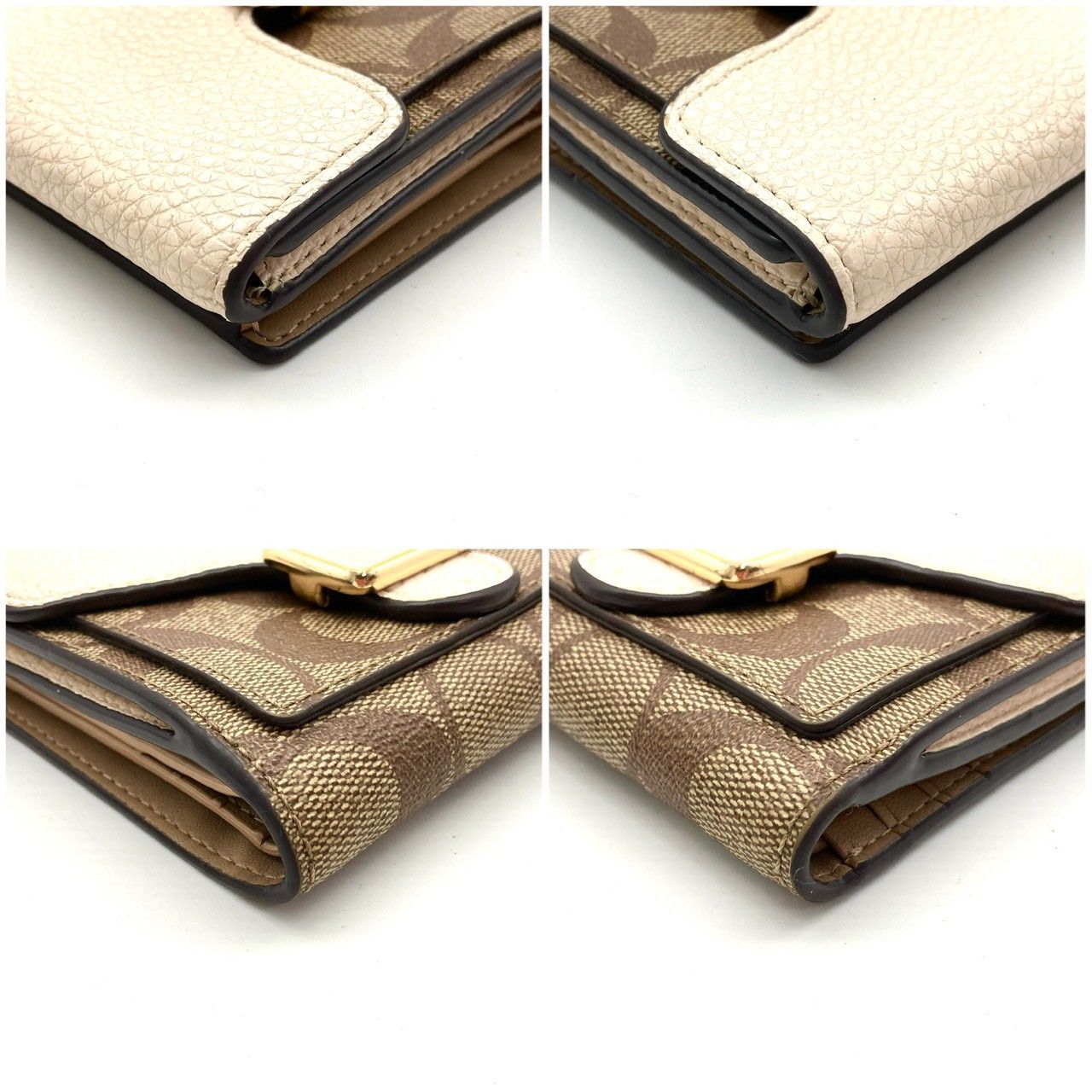  コーチ 二つ折り財布 折り財布 レザー ホワイト ブラウン 71113 二つ折り財布 折り財布