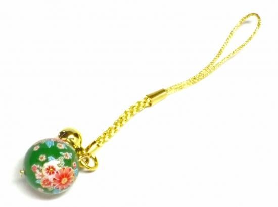 メーカー直送 九谷焼 ストラップ 花ボール 両面絵柄 鈴付き ご当地 石川県土産 おまかせ色