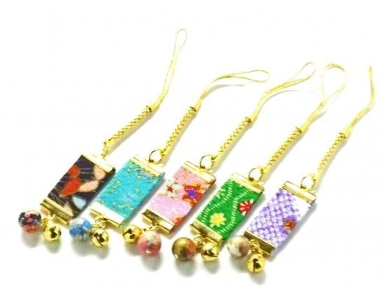 メーカー直送 九谷焼×加賀友禅風ストラップ ご当地 石川県土産 ストラップ 鈴付き おまかせ5個セット