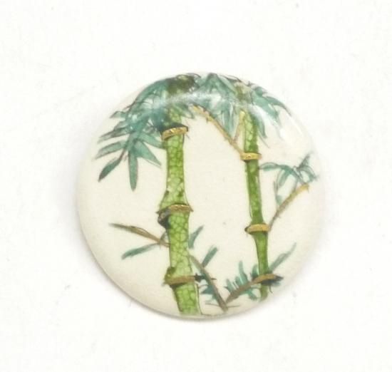 メーカー直送 九谷焼 ブローチ 竹 Kutani Hyakkaen brooch