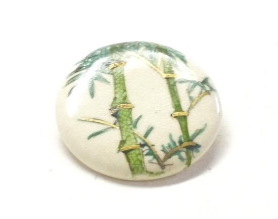 メーカー直送 九谷焼 ブローチ 竹 Kutani Hyakkaen brooch