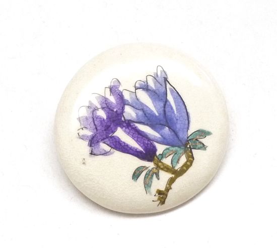 メーカー直送 九谷焼 ブローチ 桔梗 Kutani Hyakkaen brooch