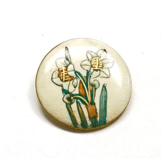 メーカー直送 九谷焼 ブローチ 水仙 Kutani Hyakkaen brooch