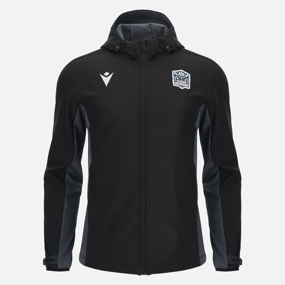 マクロン ラグビー グラスゴー ウォリアーズ 2025 2026 ソフトシェル ジャケット 黒 ブラック 公式モデル 日本未発売