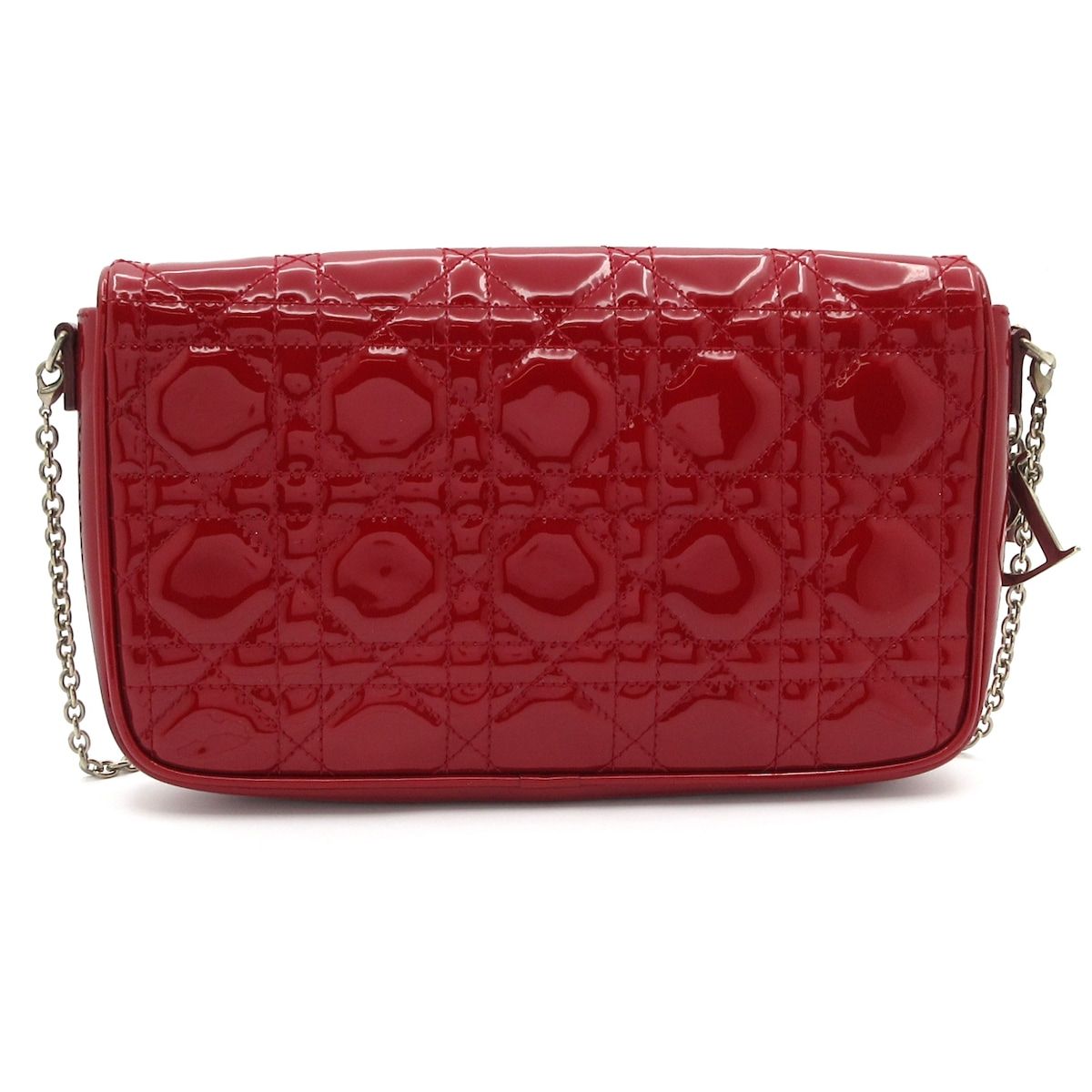 DIOR ChristianDior ディオール クリスチャンディオール 財布 レディディオール レッド チェーンウォレット シルバー金具 レザー
